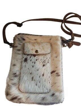 Myra Bag Cowhide Hair On Hide Crossbody Western Phone Purse 9 x 7